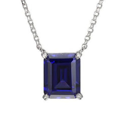 Silver Necklace with Tanzanite Colored CZ and Ruby
