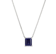 Silver Necklace with Tanzanite Colored CZ and Ruby
