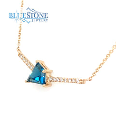 14 Karat Yellow Gold 16 inch Necklace with a 0.87 Carat London Blue To
