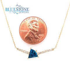 14 Karat Yellow Gold 16 inch Necklace with a 0.87 Carat London Blue To