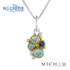 Silver & Gold Necklace with Topazes- 18 inches