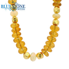 Beaded Ethiopian Opal and Citrine Necklace- 20"