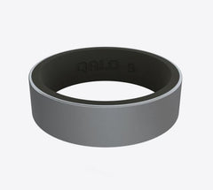 Women's Silver and Black Silicone Ring. 6mm Wide. Ring Size 9.
