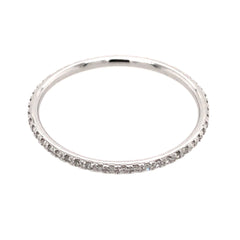 14 Karat White Gold 1mm Wide Full Eternity Diamond Band- Size 6.5