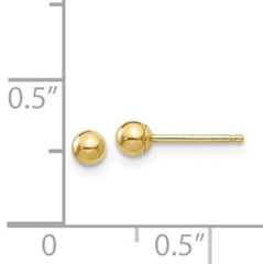 14 Karat Yellow Gold 3mm Ball Stud Earrings