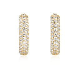 14KT Gold Plated Pave Huggie Earrings with CZs