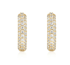 Sterling Silver 14KT Gold Plated Pave Huggie Earrings