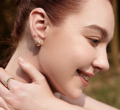 Sterling Silver 14KT Gold Plated Pave Huggie Earrings