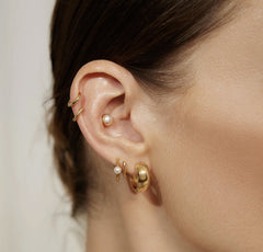 14K Gold Plated Medium Chubby Huggie Hoop Earrings