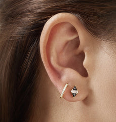 14K Gold Plated Hoop Earrings w/ CZ's - 8.5mm