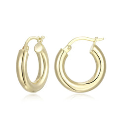 18K Yellow Gold Plated Hoop Earrings - 1.5" Long