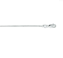 14 Karat White Gold Round Box 0.6mm Chain with Lobster Clasp at 1.1 Gr