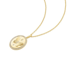 14KT Gold Plated Butterfly Pendant Necklace with CZ's -20"