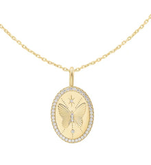 14KT Gold Plated Butterfly Pendant Necklace with CZ's -20"