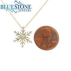 14 Karat Yellow Gold Snowflake Necklace - 18"