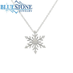 14 Karat White Gold Snowflake Necklace - 18"