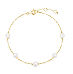 14ktt Yellow Gold Plated Pearl Bracelet - 7.25"