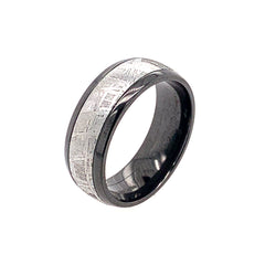 Black Zirconium Domed 8mm Band with 5mm Genuine Meteorite Inlay.
Ring