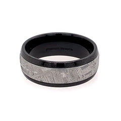 Black Zirconium Domed 8mm Band with 5mm Genuine Meteorite Inlay.
Ring