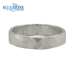 Sterling Silver 4mm wide band with Hammered finish- Size 9