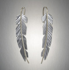 Sterling Silver & Gold Filled Feather Wire Earrings
