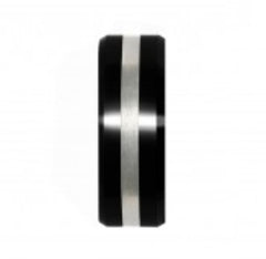 Solid Black Diamond & Sterling Silver Wedding Band