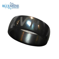 Solid Black Diamond 8mm Ring with Roman Numerals-size 10