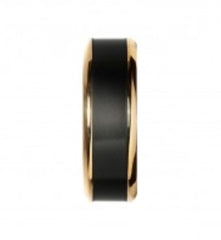 14k Yellow Gold 8mm Ring with Black Diamond Inlay-size 10