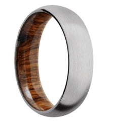 6mm Cobalt Satin finished with a Desert IronWood Sleeve Wedding Band.