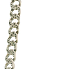 Sterling Silver Curb Chain Necklace with Scroll Pattern- 22 Inches