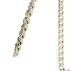 Sterling Silver Curb Chain Necklace with Scroll Pattern- 22 Inches