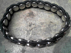 Black Elastic and Silver Plated Stainless Steel Strech Bracelet
