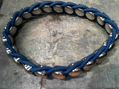 Blue Elastic and Silver Plated Stainless Steel Strech Bracelet