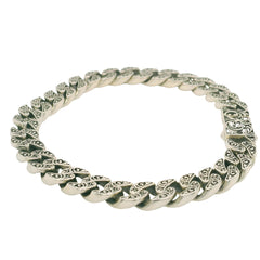 Sterling Silver with rhodium plating curb chain bracelet with scroll p