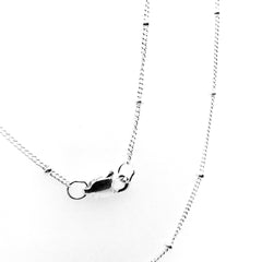16" Sterling Silver 1mm Curb Chain with 1.9mm Beads