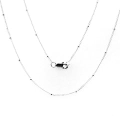 16" Sterling Silver 1mm Curb Chain with 1.9mm Beads