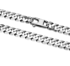 Sterling Silver Gun Metal Cuban Chain Necklace - 20 Inches.