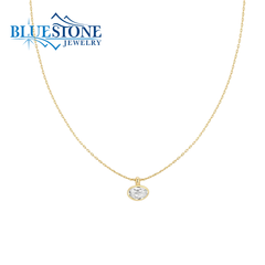 14KYG Plated Irregular Oval CZ Necklace -20"