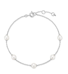 Sterling Silver Bracelet with 5 Pearls - 7.25"