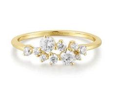 Gold Plated Cubic Zirconia Cluster Ring- Sz. 8.5