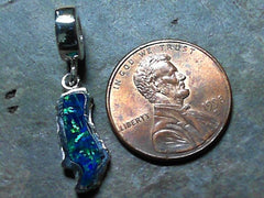 Small Sterling Silver Donner Lake Charm with Lab-Grown Opal Gemstone t