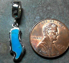 Small Silver Donner Lake Charm with Turquoise