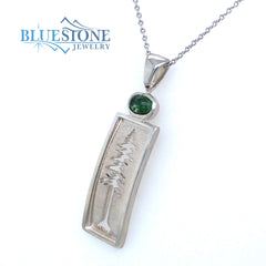 Silver Tree Pendant with Green Tourmaline- 18 Inches