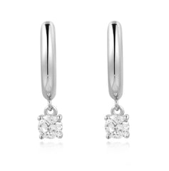 Silver Huggie Earrings with CZs