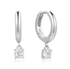 Silver Huggie Earrings with CZs