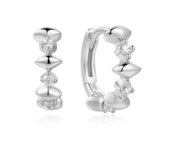 Silver Sparkle Huggie Earrings