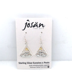 Sterling Silver and Gold Bear & Moon Earrings
