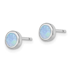 Sterling Silver Created Opal Stud Earrings
