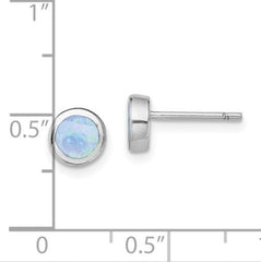 Sterling Silver Created Opal Stud Earrings