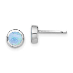 Sterling Silver Created Opal Stud Earrings